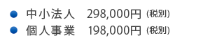 中小企業298000円、個人事業198000円